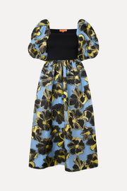 Stine Goya UK 3/4 Sleeve Combo Bodice Midi Dress Dress Blue Anemone Jacquard