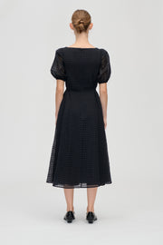 Stine Goya UK Adjustable Waist Voluminous Midi Dress Dress Checkered Organza