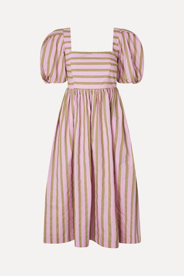 Stine Goya UK Blouson Sleeve Midi Dress Dress Wallpaper Stripes