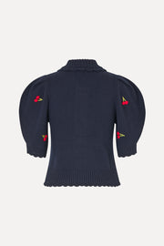 Stine Goya UK Bobble Knit Polo Cardigan Knit Cherries Bobble