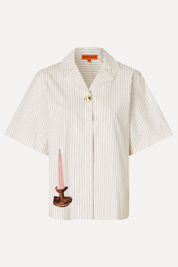 Stine Goya UK Bowling Collar Shirt Top Candle Stripe