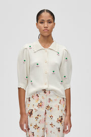 Stine Goya UK Bubble Knit Polo Cardigan Knit Vanilla