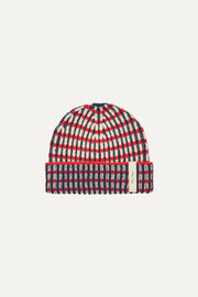 Stine Goya UK Chunky Rib Beanie Accessories Navy / Red / Cream