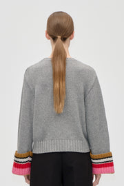 Stine Goya UK Chunky Sleeve Sweater Knit Pink Multistripes