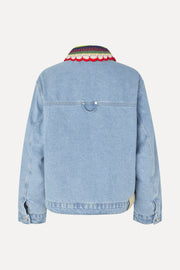 Stine Goya UK Collared Cropped Bomber Outerwear Denim Blue