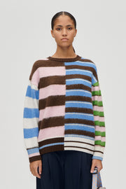 Stine Goya UK Crew Neck Sweater Knit Multistripes Mix