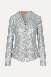 Stine Goya UK Double Collar Shirt Top Steel Grey