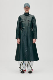 Stine Goya UK Dropped Shoulder High Collar Coat Outerwear Dark Green