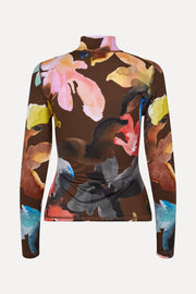 Stine Goya UK Elastic High Neck Collared Top Top Aquarelle Garden