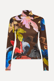 Stine Goya UK Elastic High Neck Collared Top Top Aquarelle Garden