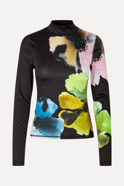 Stine Goya UK Elastic High Neck Collared Top Top Watercolor Bloom Maxi