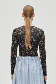 Stine Goya UK Elastic Long Sleeve Top Top Magnolia Garden