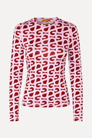 Stine Goya UK Elastic Long Sleeve Top Top SG Logo Burgundy Pink