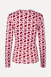 Stine Goya UK Elastic Long Sleeve Top Top SG Logo Burgundy Pink