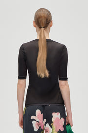 Stine Goya UK Elastic Short Sleeve T-Shirt Top Melting Flowers