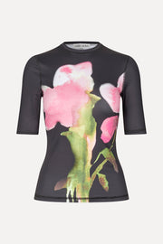 Stine Goya UK Elastic Short Sleeve T-Shirt Top Melting Flowers