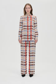 Stine Goya UK Elasticated Long Pants Pants Scarlet Grid