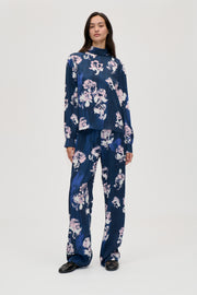 Stine Goya UK Elasticated Long Pants Pants Blush Roses On Indigo