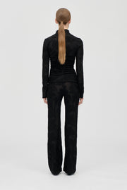 Stine Goya UK Elasticated Straight Long Pants Pants Black Petunias