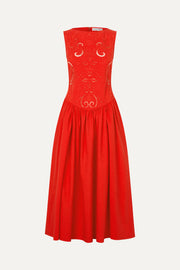 Stine Goya UK Embroidered Midi Dress Dress Fiery Red