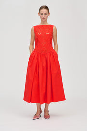 Stine Goya UK Embroidered Midi Dress Dress Fiery Red