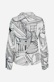 Stine Goya UK Fitted Long Sleeve Shirt Top Fineline Staircase