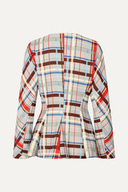 Stine Goya UK Flared Hem Zip-Up Top Top Scarlet Grid
