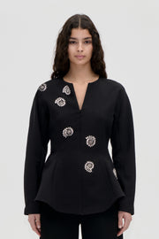Stine Goya UK Flared Hem Zip-Up Top Top Pearl Of Order