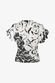 Stine Goya UK Frill Sleeve Pleated Top Top Graphic Rose