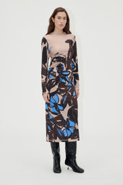 Stine Goya UK Gathered Long Sleeve Midi Dress Dress Eccentric Floral