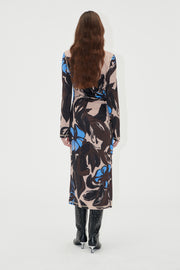 Stine Goya UK Gathered Long Sleeve Midi Dress Dress Eccentric Floral