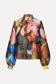 Stine Goya UK Gathered Long Sleeve Top Top Aquarelle Garden