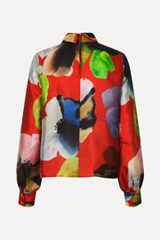 Stine Goya UK Gathered Long Sleeve Top Top Bloom In Red