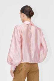 Stine Goya UK Gathered Long Sleeve Top Top Rose Pinstripe