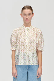 Stine Goya UK Gathered Top Top Sakura Check Pink