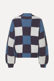 Stine Goya UK Gingham Check Sweater Knit Blue Gingham Check