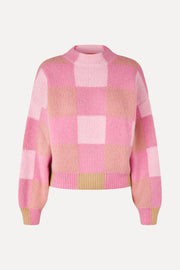 Stine Goya UK Gingham Check Sweater Knit Pink Gingham Check