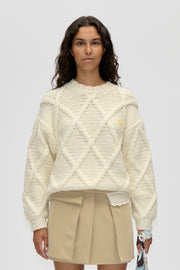 Stine Goya UK Handknit Cable Sweater Knit Porcelain Cream