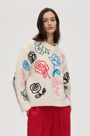 Stine Goya UK Handknit Sweater Knit Multiflowers
