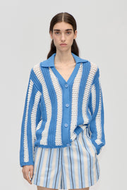 Stine Goya UK Knit Collar Cardigan Knit Baseball Stripes