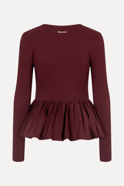 Stine Goya UK Long Sleeve Balloon Top Top Tawny Port