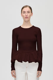 Stine Goya UK Long Sleeve Balloon Top Top Tawny Port