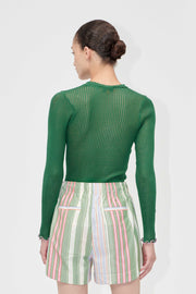 Stine Goya UK Long Sleeve Crewneck Top Dark Green