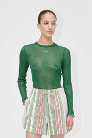 Stine Goya UK Long Sleeve Crewneck Top Dark Green