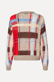 Stine Goya UK Long Sleeve Crewneck Knit Knit Scarlet Grid
