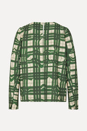 Stine Goya UK Long Sleeve Gathered Ruffle Top Top Checkered Wave