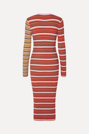 Stine Goya UK Long Sleeve Knit Dress w/Slit Dress Cream Stripes / Pink Stripes