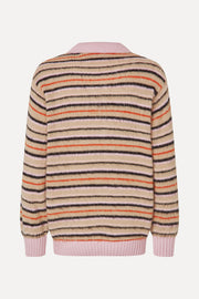 Stine Goya UK Long Sleeve Knit Polo Knit Alpaca Cream Stripes
