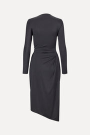 Stine Goya UK Long Sleeve Midi Dress With Fixed Buckle Dress Jet Black
