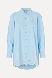 Stine Goya UK Long Sleeve Oversized Shirt Top Teapot Blue